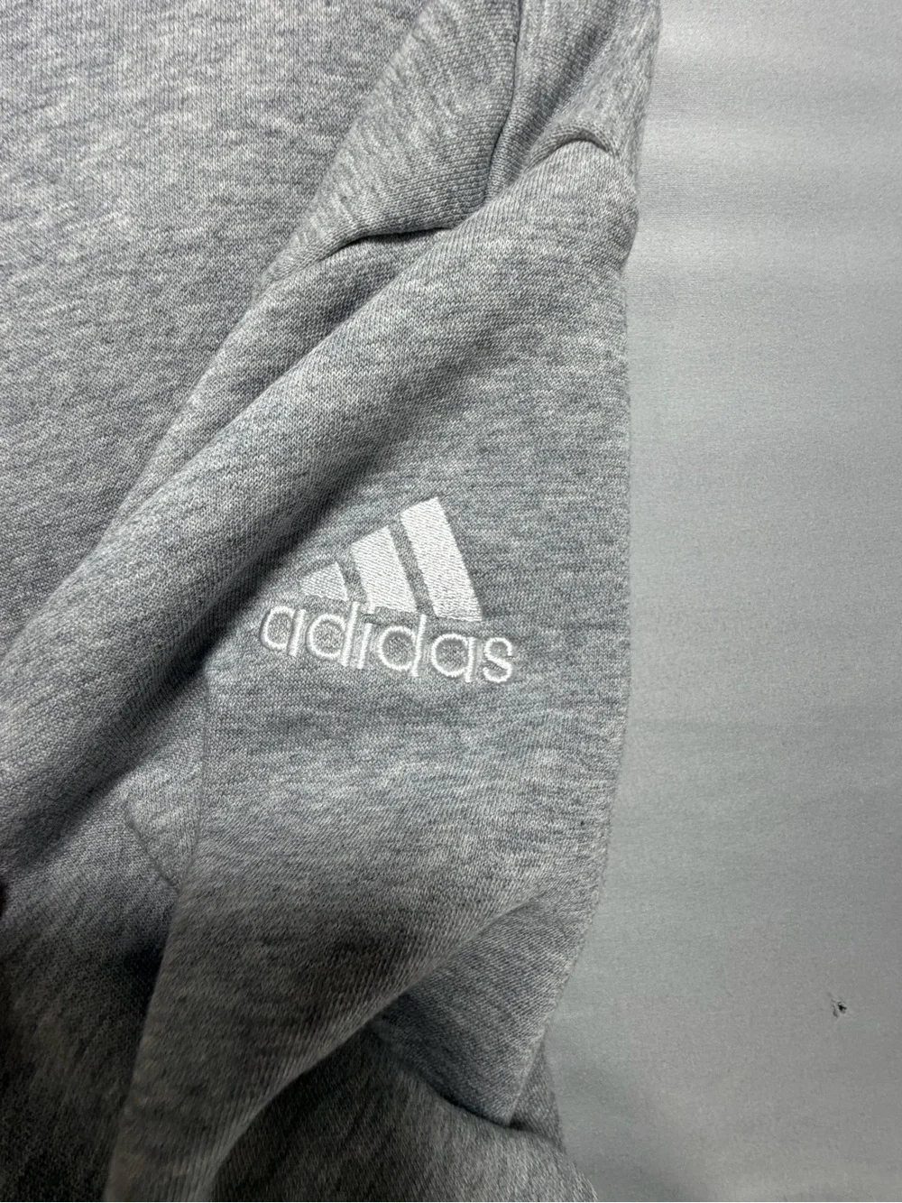 Adidas Mens Grey Fleece Pullover Hoodie Sweatshirt Hooded Pocket Size L